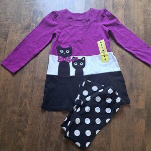 Gymboree Girls Cat Tunic Top & Polka Dot Leggings Set – Size 6 NWT